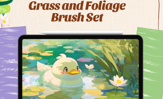 Free Procreate foliage brush set with leafy natural effects