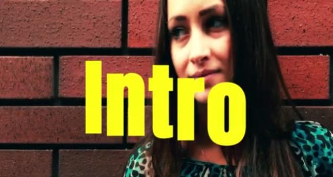Bold text intro with large typography and smooth transitions