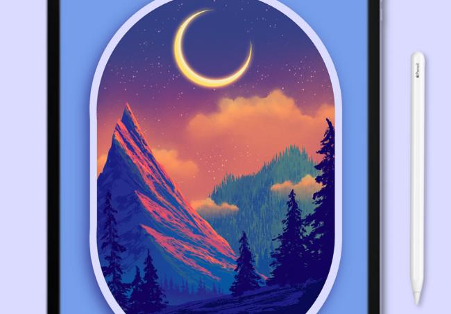 Moody mountain landscape brushes for Procreate