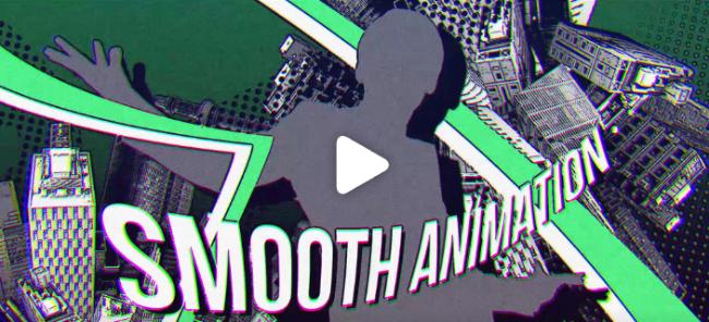 Comic book style opener with American comic backgrounds and action lines