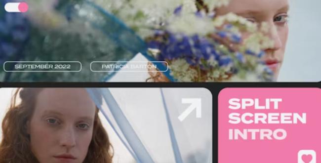 Split screen intro with trendy effects and multiple placeholders
